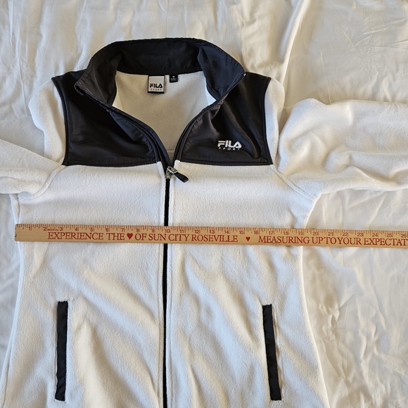 Fila Sport Women's Medium White Gray Fleece Full-zip Jacket - Picture 9 of 11